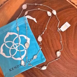*Rare* Kendra Scott Gwyneth Station Necklace Crystal Dove White Howlite Silver